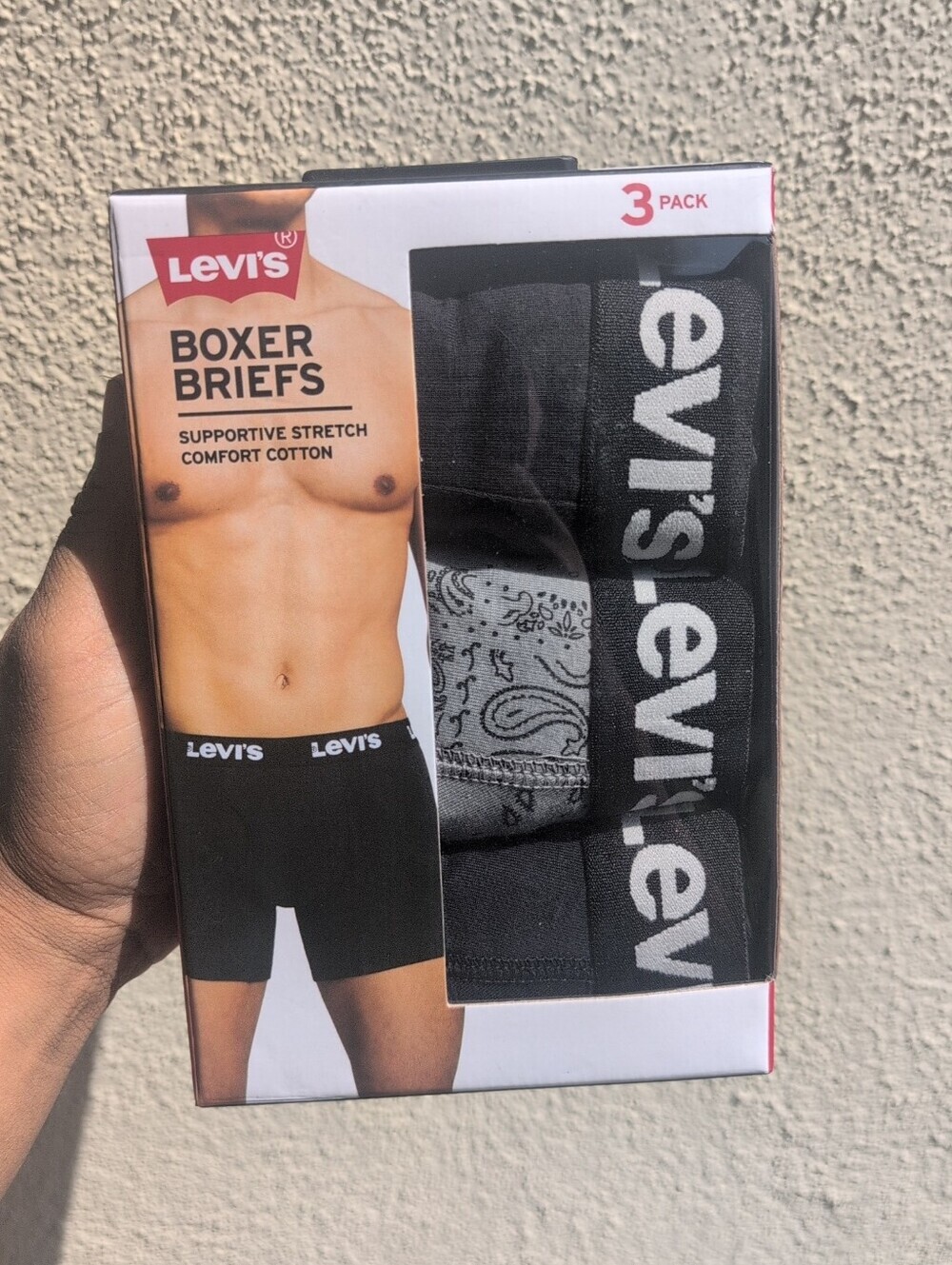 Levi's Men's 3-Pack Black and Gray Boxer Briefs Size Large
